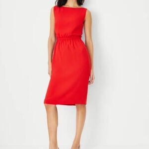 Ann Taylor boatneck sheath dress red M